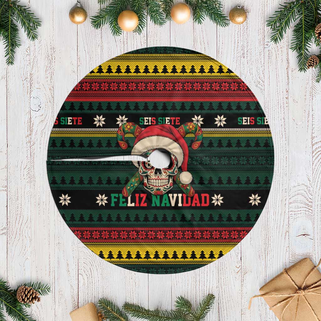 Mexican SEIS Siete 67 Meme Tree Skirt Feliz Navidad Mexico - Wonder Print Shop