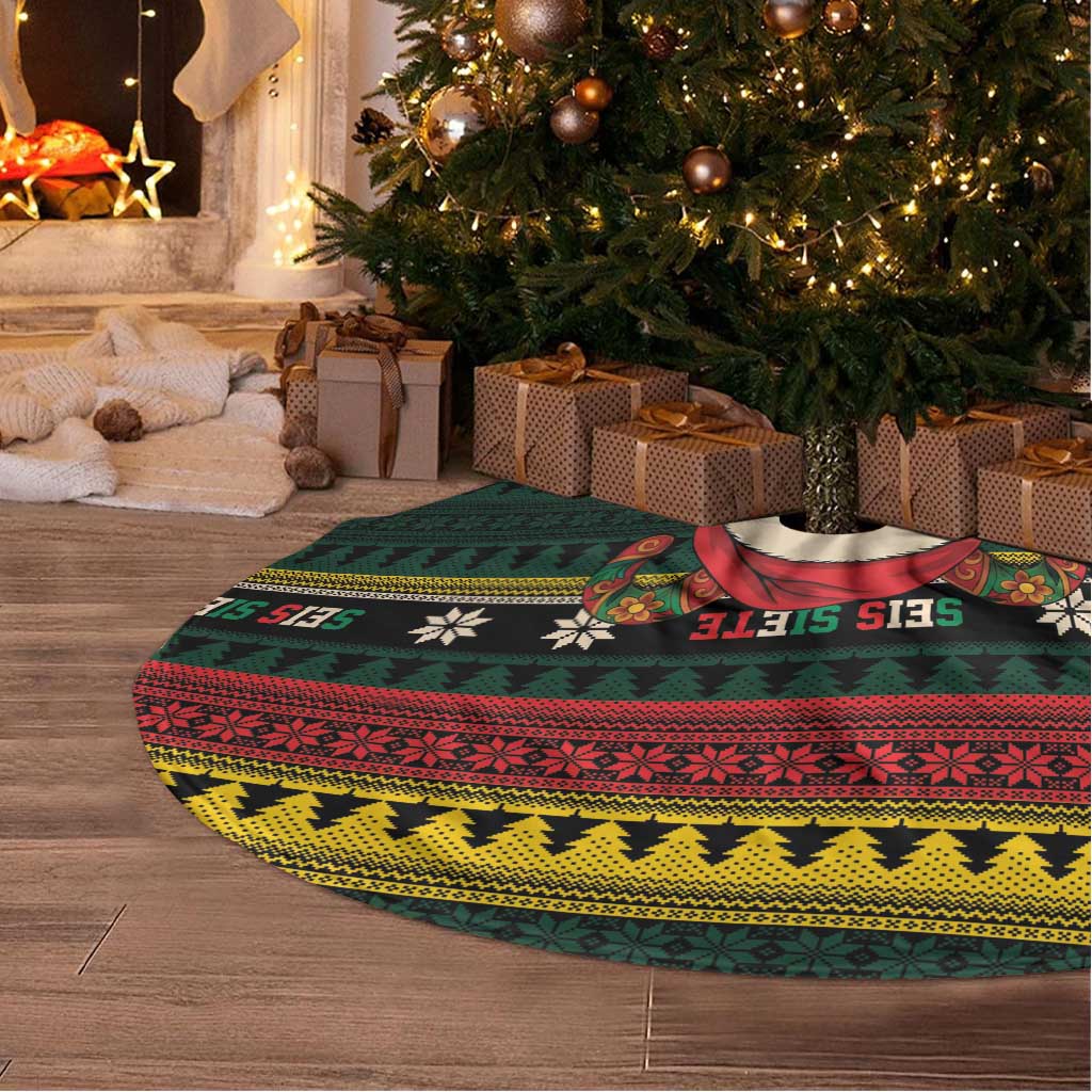 Mexican SEIS Siete 67 Meme Tree Skirt Feliz Navidad Mexico - Wonder Print Shop