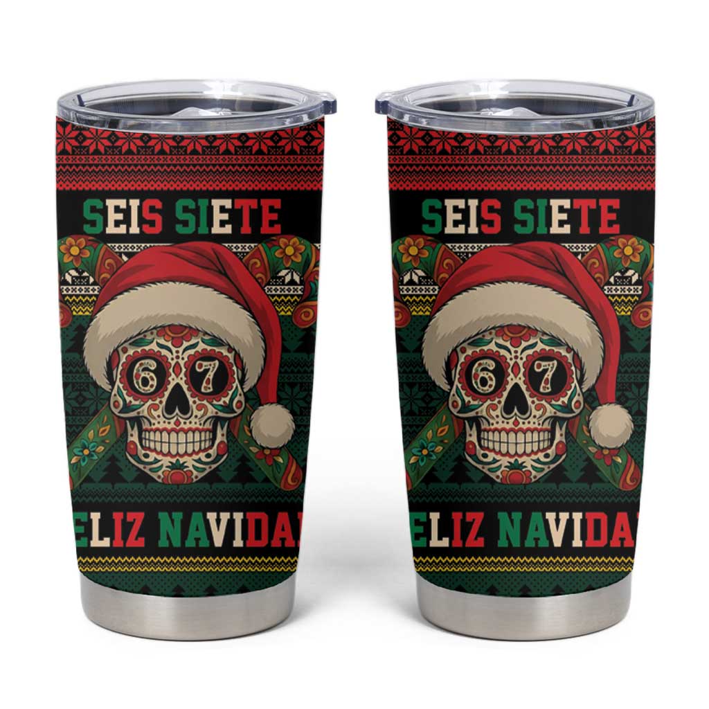 Mexican SEIS Siete 67 Meme Tumbler Cup Feliz Navidad Mexico - Wonder Print Shop