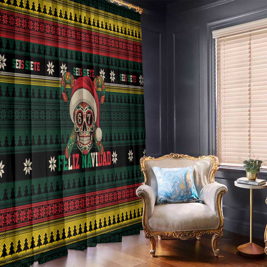 Mexican SEIS Siete 67 Meme Window Curtain Feliz Navidad Mexico - Wonder Print Shop