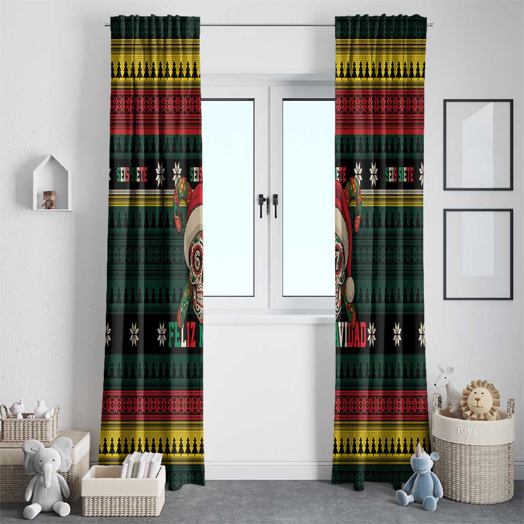 Mexican SEIS Siete 67 Meme Window Curtain Feliz Navidad Mexico - Wonder Print Shop