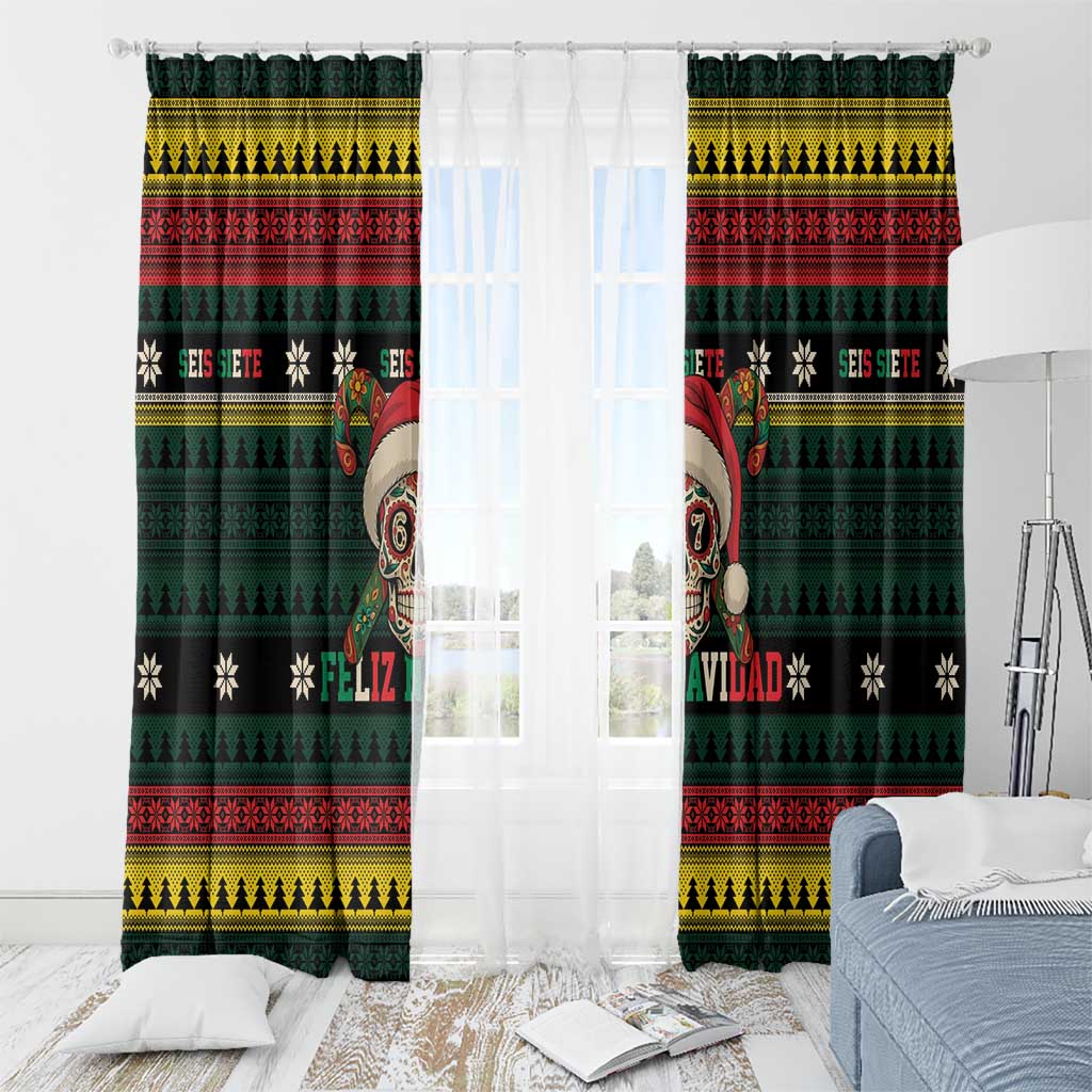 Mexican SEIS Siete 67 Meme Window Curtain Feliz Navidad Mexico - Wonder Print Shop