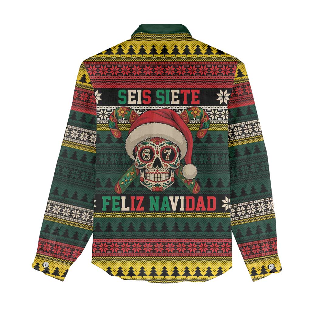 Mexican SEIS Siete 67 Meme Women Casual Shirt Feliz Navidad Mexico - Wonder Print Shop