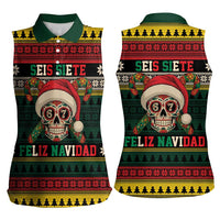 Mexican SEIS Siete 67 Meme Women Sleeveless Polo Shirt Feliz Navidad Mexico - Wonder Print Shop