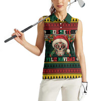 Mexican SEIS Siete 67 Meme Women Sleeveless Polo Shirt Feliz Navidad Mexico - Wonder Print Shop