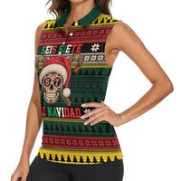 Mexican SEIS Siete 67 Meme Women Sleeveless Polo Shirt Feliz Navidad Mexico - Wonder Print Shop