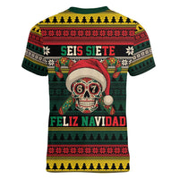 Mexican SEIS Siete 67 Meme Women V-Neck T-Shirt Feliz Navidad Mexico - Wonder Print Shop