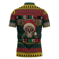 Mexican SEIS Siete 67 Meme Zipper Polo Shirt Feliz Navidad Mexico - Wonder Print Shop