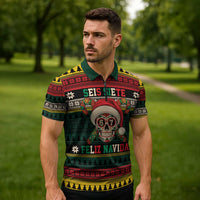 Mexican SEIS Siete 67 Meme Zipper Polo Shirt Feliz Navidad Mexico - Wonder Print Shop