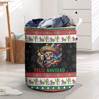 Mexican Sugar Skull Laundry Basket Feliz Navidad Mexico - Wonder Print Shop