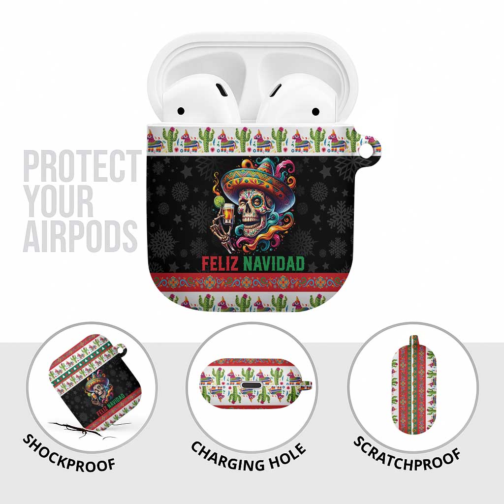 Mexican Sugar Skull AirPods Case Feliz Navidad Mexico - Wonder Print Shop