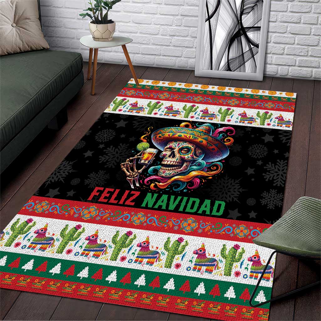 Mexican Sugar Skull Area Rug Feliz Navidad Mexico - Wonder Print Shop