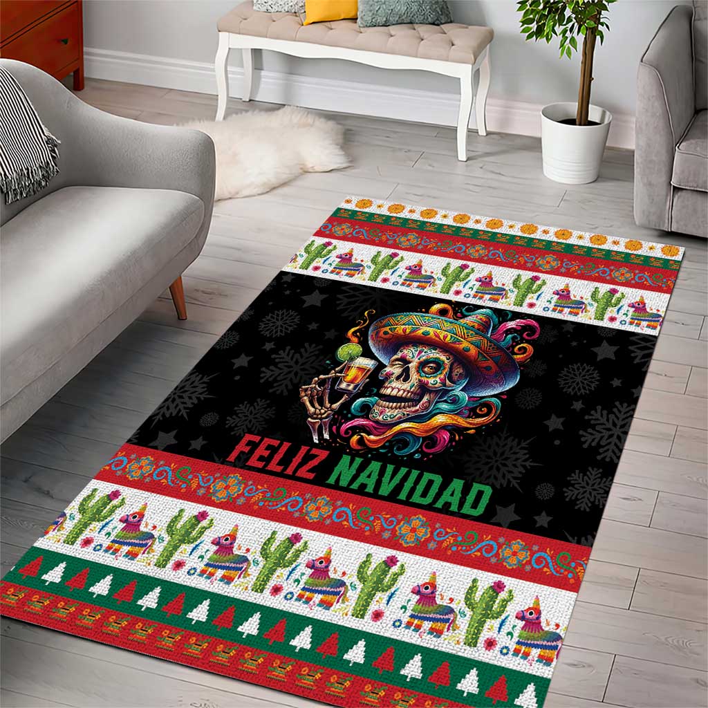 Mexican Sugar Skull Area Rug Feliz Navidad Mexico - Wonder Print Shop