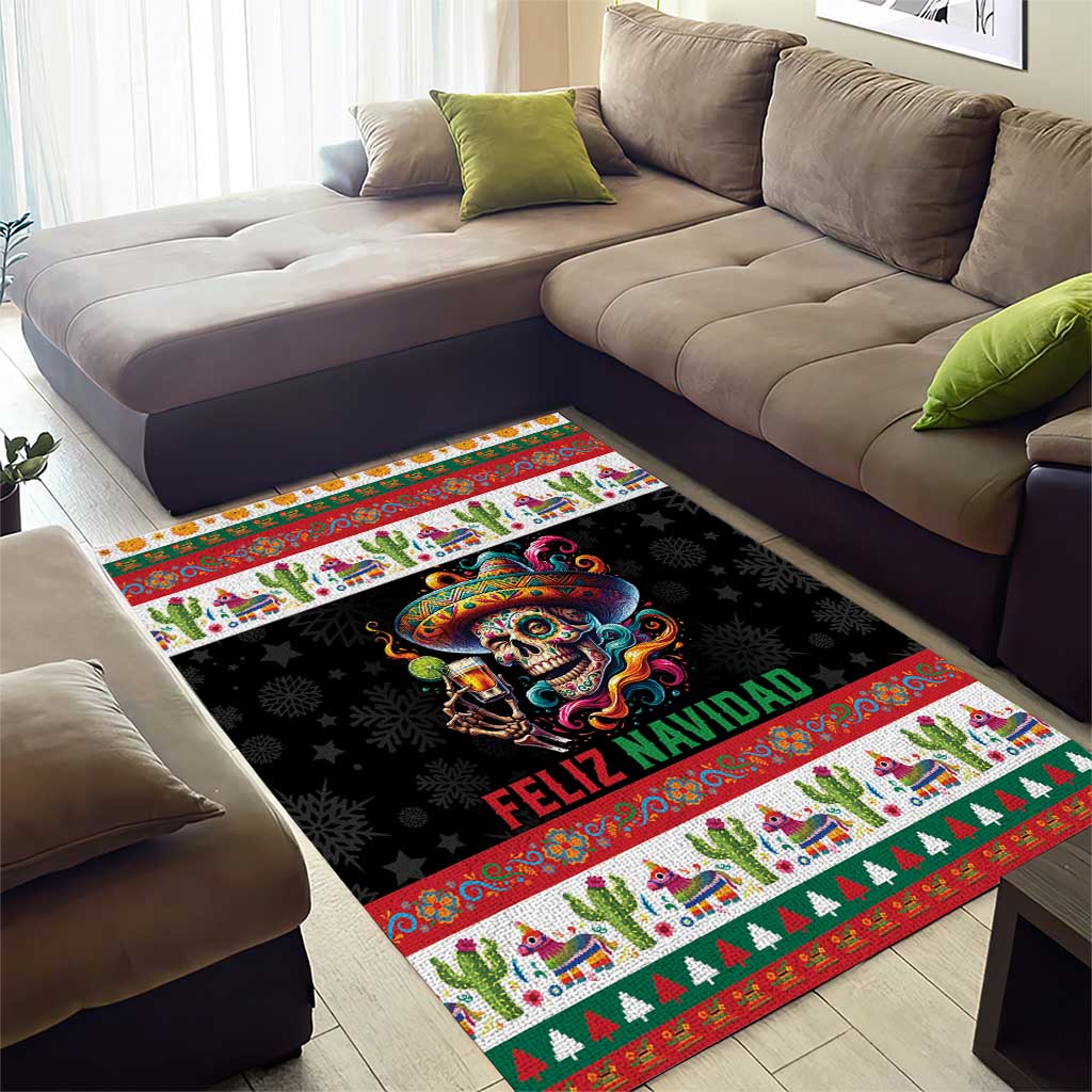 Mexican Sugar Skull Area Rug Feliz Navidad Mexico - Wonder Print Shop