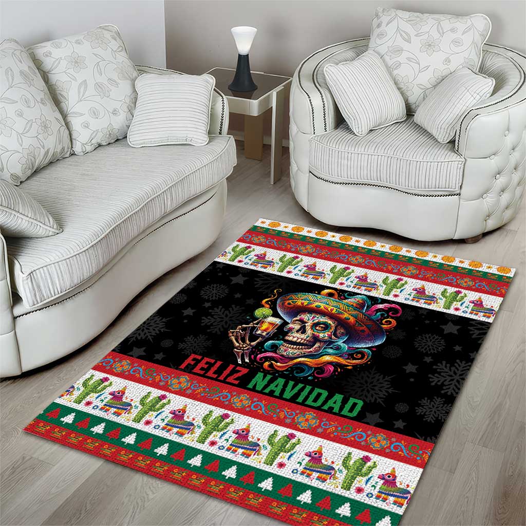 Mexican Sugar Skull Area Rug Feliz Navidad Mexico - Wonder Print Shop