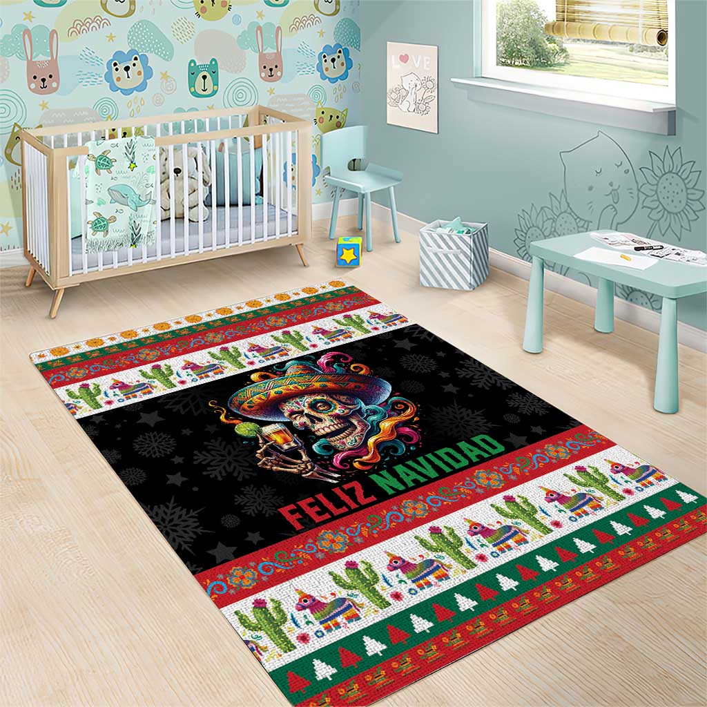Mexican Sugar Skull Area Rug Feliz Navidad Mexico - Wonder Print Shop