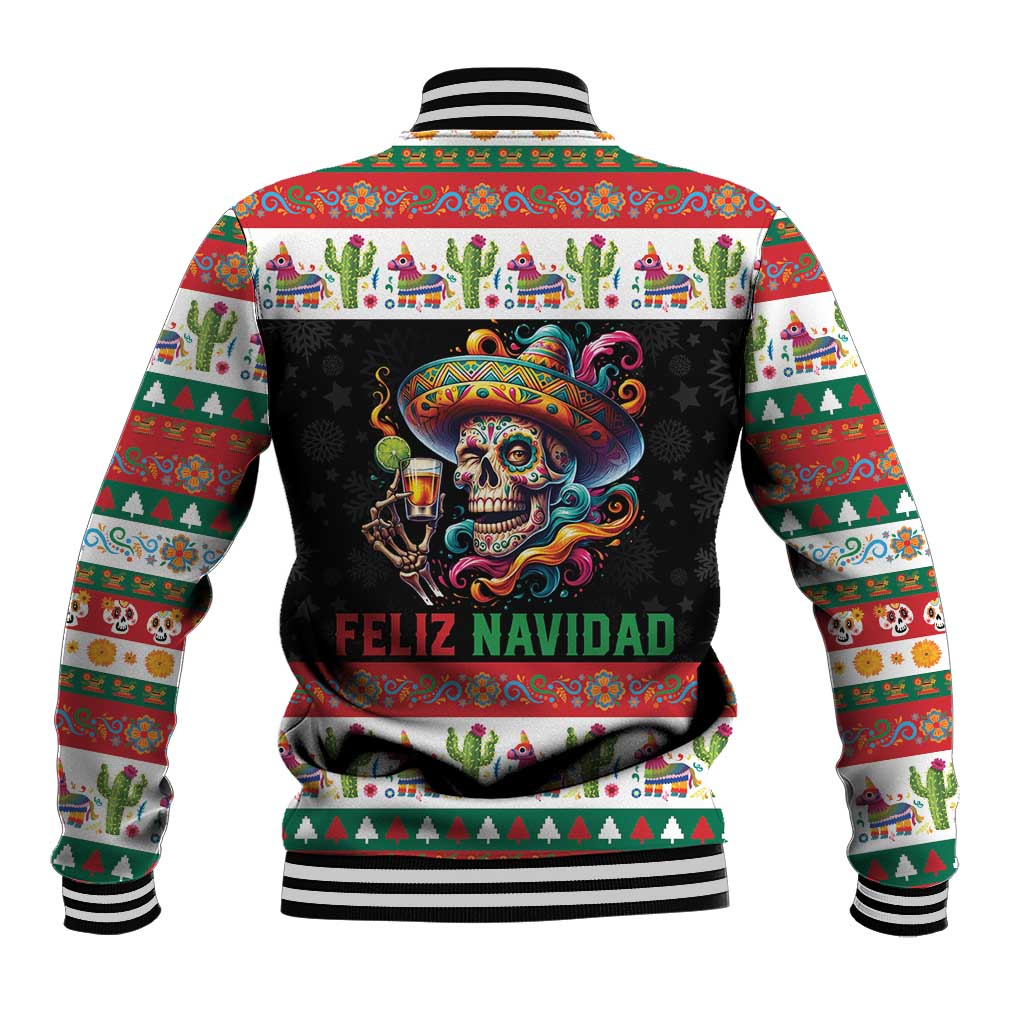 Mexican Sugar Skull Baseball Jacket Feliz Navidad Mexico - Wonder Print Shop