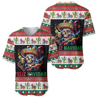 Mexican Sugar Skull Baseball Jersey Feliz Navidad Mexico - Wonder Print Shop