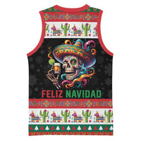 Mexican Sugar Skull Basketball Jersey Feliz Navidad Mexico - Wonder Print Shop