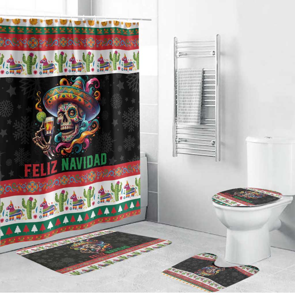 Mexican Sugar Skull Bathroom Set Feliz Navidad Mexico - Wonder Print Shop