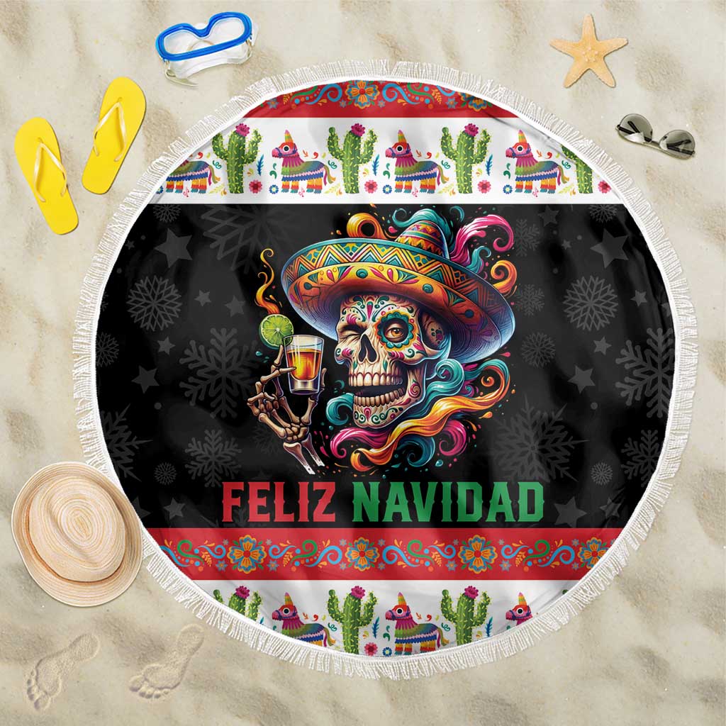 Mexican Sugar Skull Beach Blanket Feliz Navidad Mexico - Wonder Print Shop