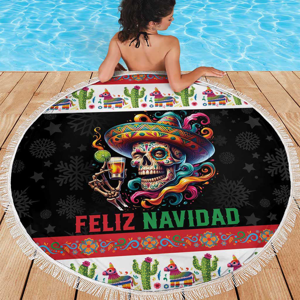Mexican Sugar Skull Beach Blanket Feliz Navidad Mexico - Wonder Print Shop