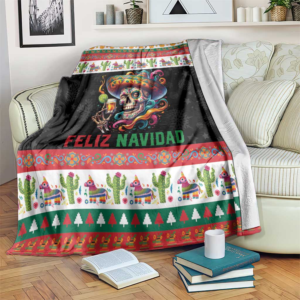 Mexican Sugar Skull Blanket Feliz Navidad Mexico - Wonder Print Shop