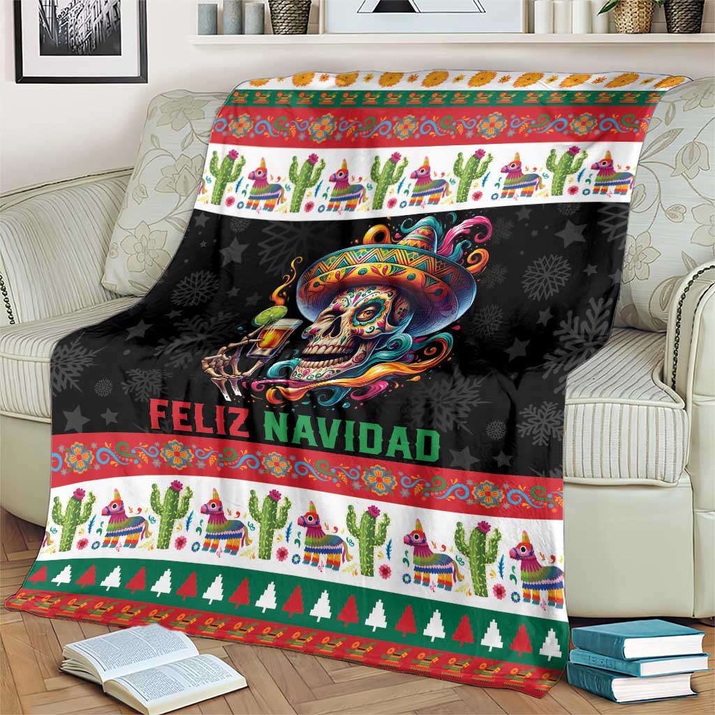 Mexican Sugar Skull Blanket Feliz Navidad Mexico - Wonder Print Shop