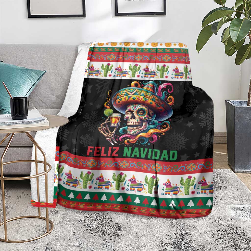 Mexican Sugar Skull Blanket Feliz Navidad Mexico - Wonder Print Shop