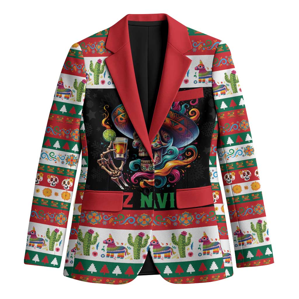 Mexican Sugar Skull Blazer Feliz Navidad Mexico - Wonder Print Shop