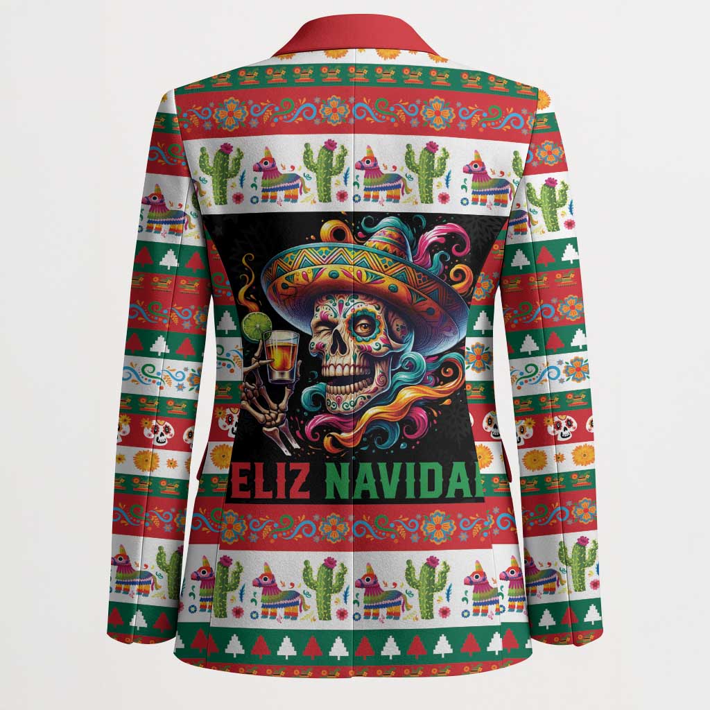 Mexican Sugar Skull Blazer Feliz Navidad Mexico - Wonder Print Shop