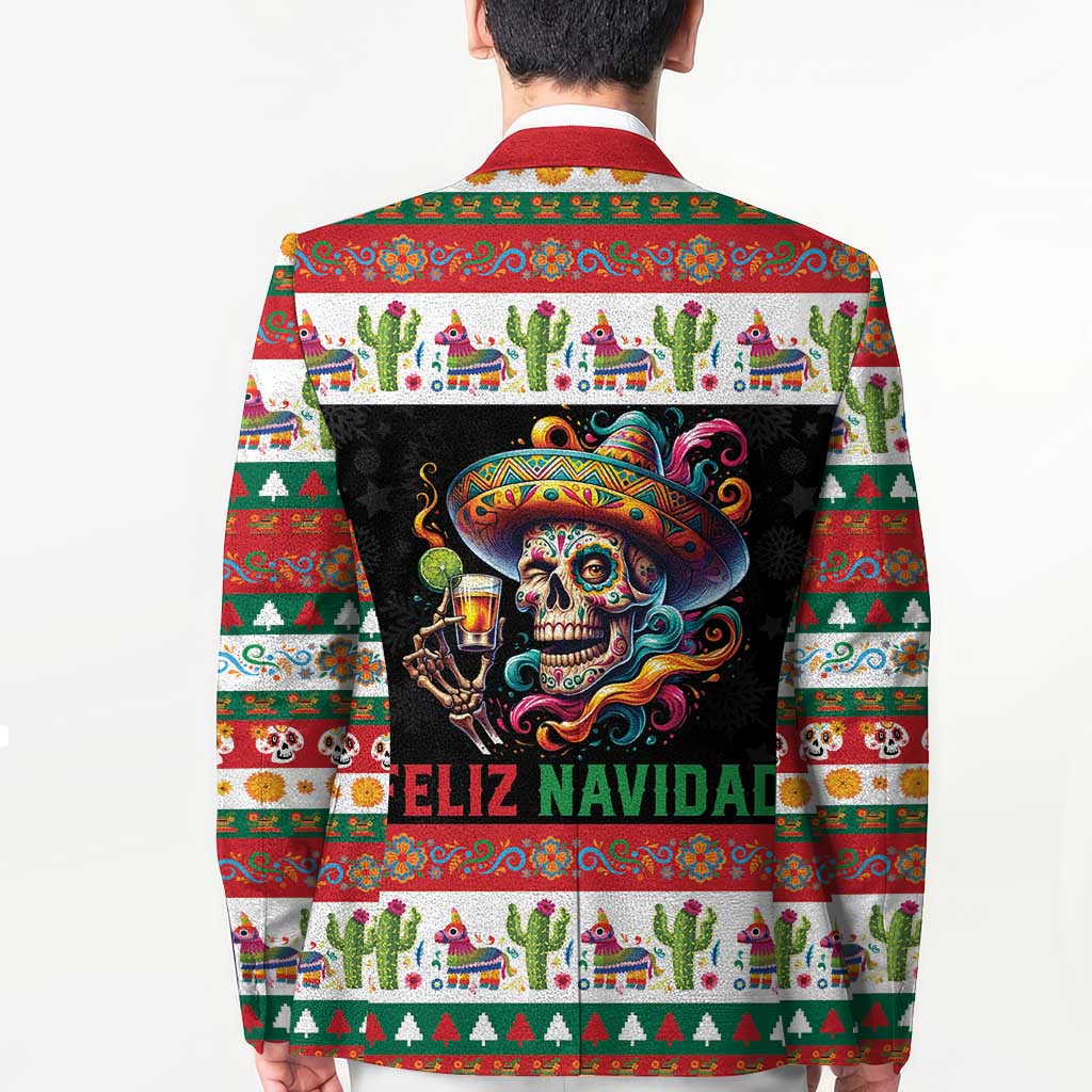 Mexican Sugar Skull Blazer Feliz Navidad Mexico - Wonder Print Shop