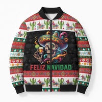 Mexican Sugar Skull Bomber Puffer Jacket Feliz Navidad Mexico - Wonder Print Shop