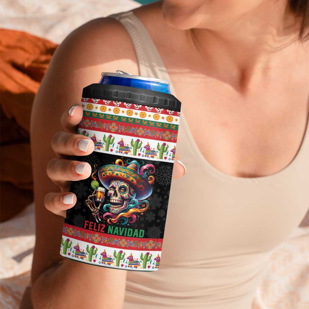 Mexican Sugar Skull 4 in 1 Can Cooler Tumbler Feliz Navidad Mexico - Wonder Print Shop