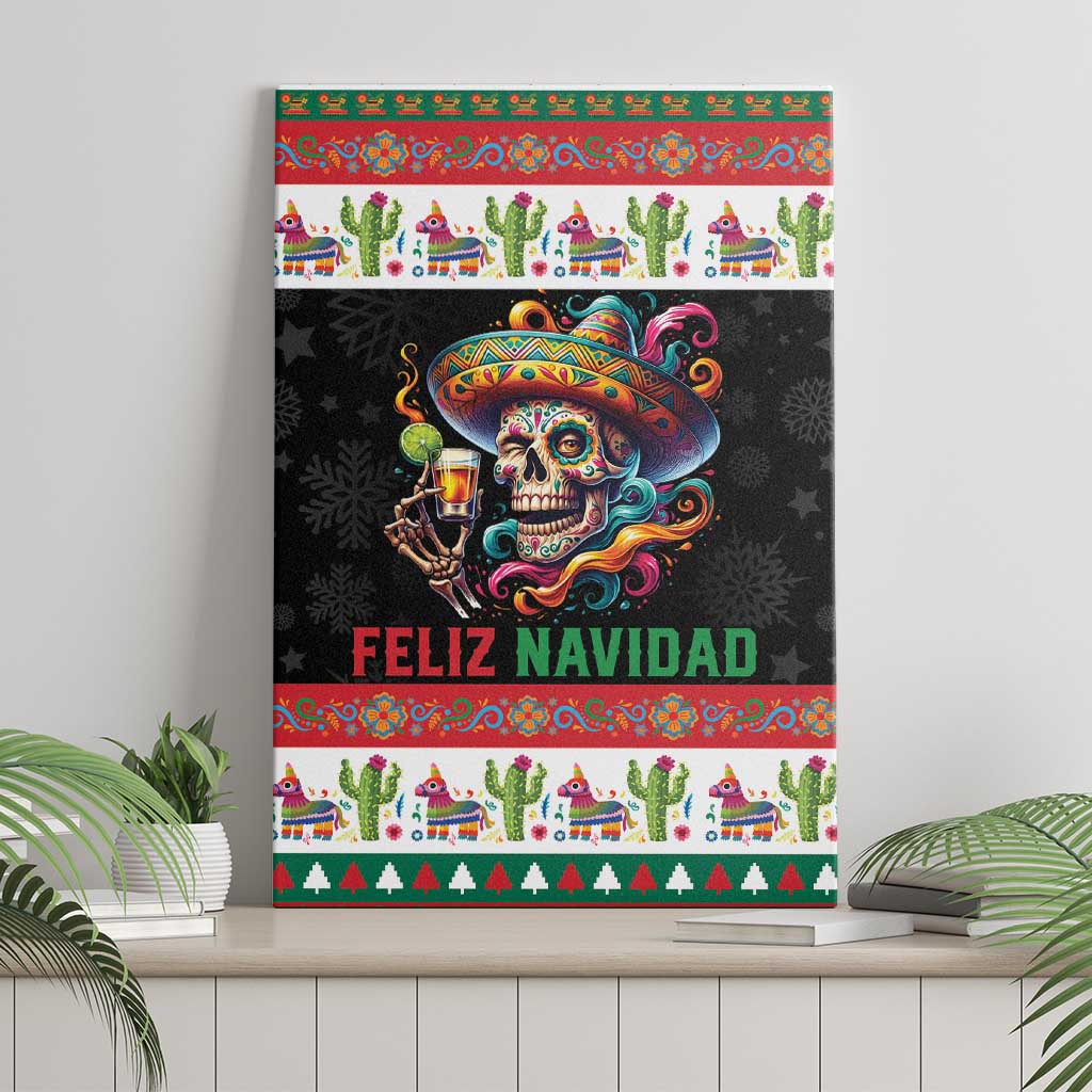Mexican Sugar Skull Canvas Wall Art Feliz Navidad Mexico - Wonder Print Shop