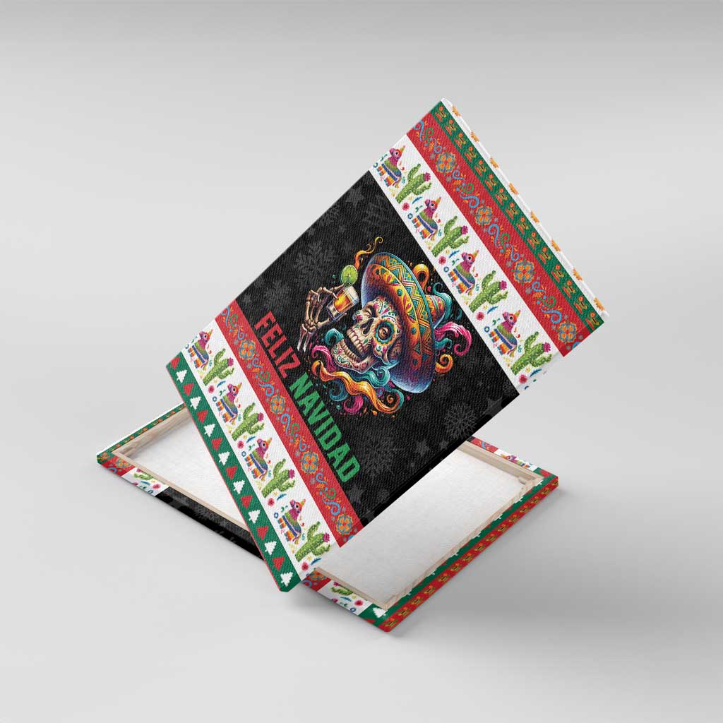 Mexican Sugar Skull Canvas Wall Art Feliz Navidad Mexico - Wonder Print Shop
