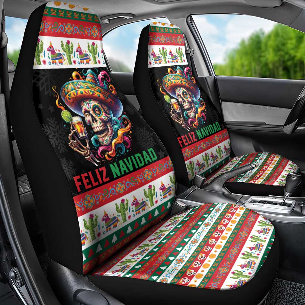 Mexican Sugar Skull Car Seat Cover Feliz Navidad Mexico - Wonder Print Shop