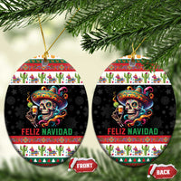 Mexican Sugar Skull Ceramic Ornament Feliz Navidad Mexico - Wonder Print Shop