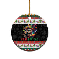 Mexican Sugar Skull Ceramic Ornament Feliz Navidad Mexico - Wonder Print Shop