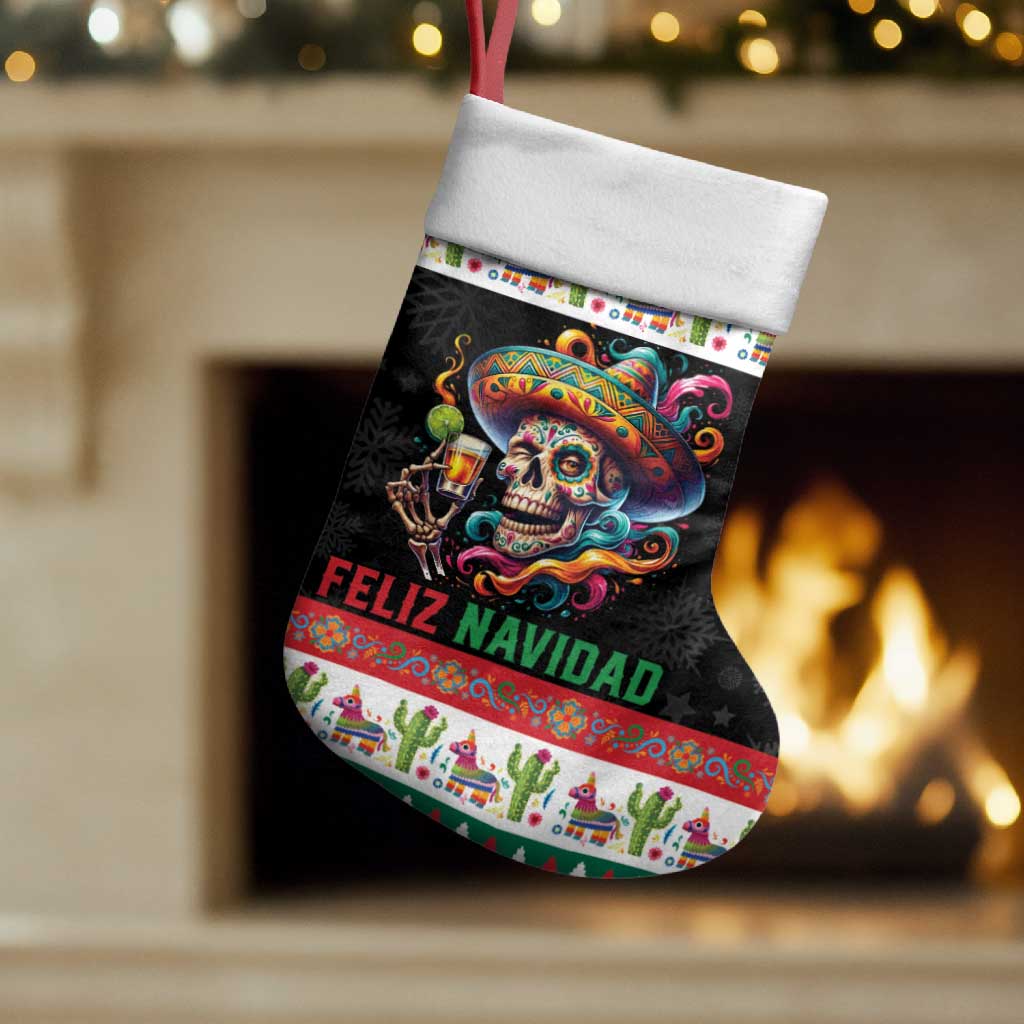 Mexican Sugar Skull Christmas Stocking Feliz Navidad Mexico - Wonder Print Shop