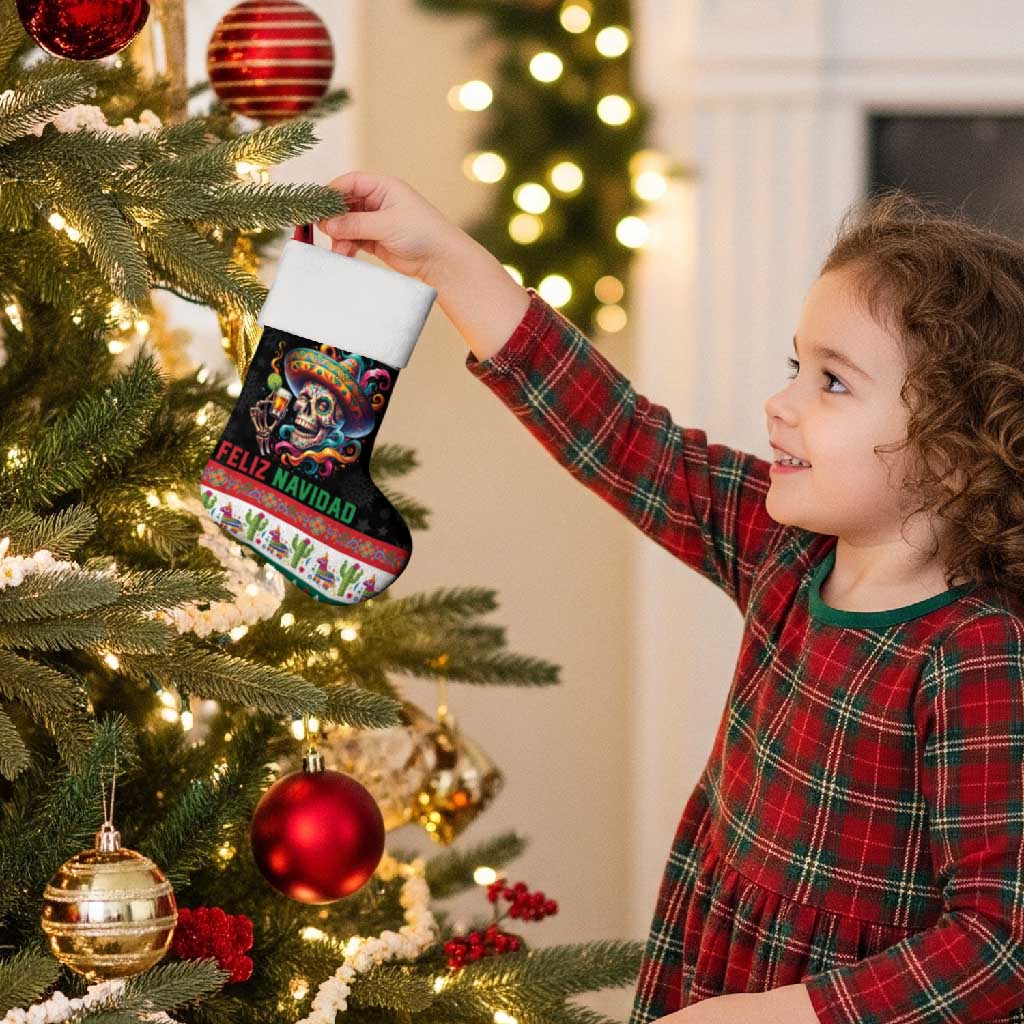 Mexican Sugar Skull Christmas Stocking Feliz Navidad Mexico - Wonder Print Shop