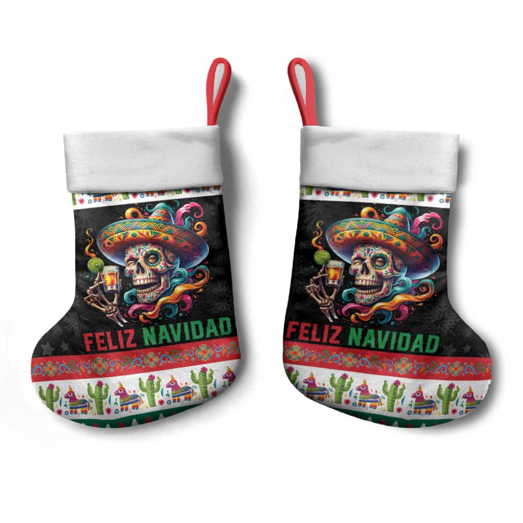 Mexican Sugar Skull Christmas Stocking Feliz Navidad Mexico - Wonder Print Shop