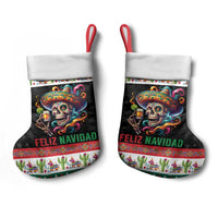 Mexican Sugar Skull Christmas Stocking Feliz Navidad Mexico - Wonder Print Shop