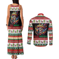 Mexican Sugar Skull Couples Matching Tank Maxi Dress and Long Sleeve Button Shirt Feliz Navidad Mexico - Wonder Print Shop