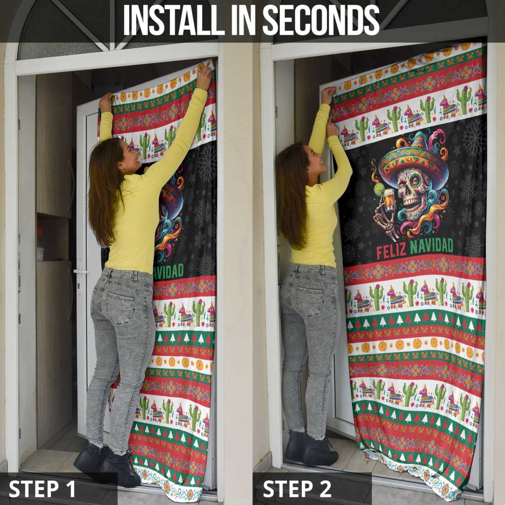 Mexican Sugar Skull Door Cover Feliz Navidad Mexico - Wonder Print Shop