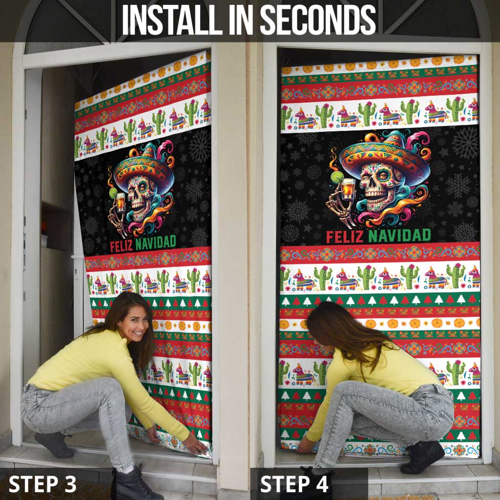 Mexican Sugar Skull Door Cover Feliz Navidad Mexico - Wonder Print Shop