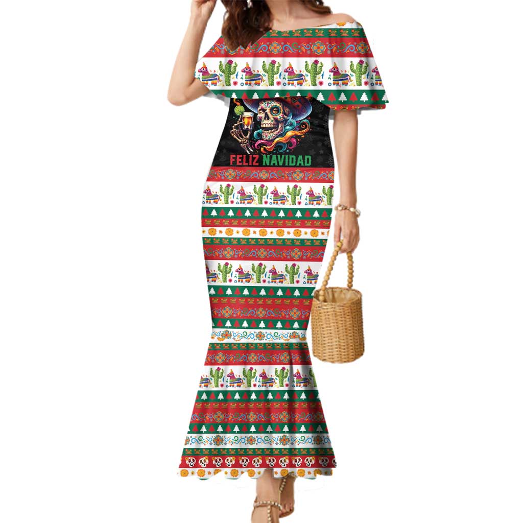 Mexican Sugar Skull Family Matching Mermaid Dress and Hawaiian Shirt Feliz Navidad Mexico - Wonder Print Shop