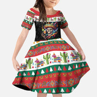 Mexican Sugar Skull Family Matching Off The Shoulder Long Sleeve Dress and Hawaiian Shirt Feliz Navidad Mexico - Wonder Print Shop