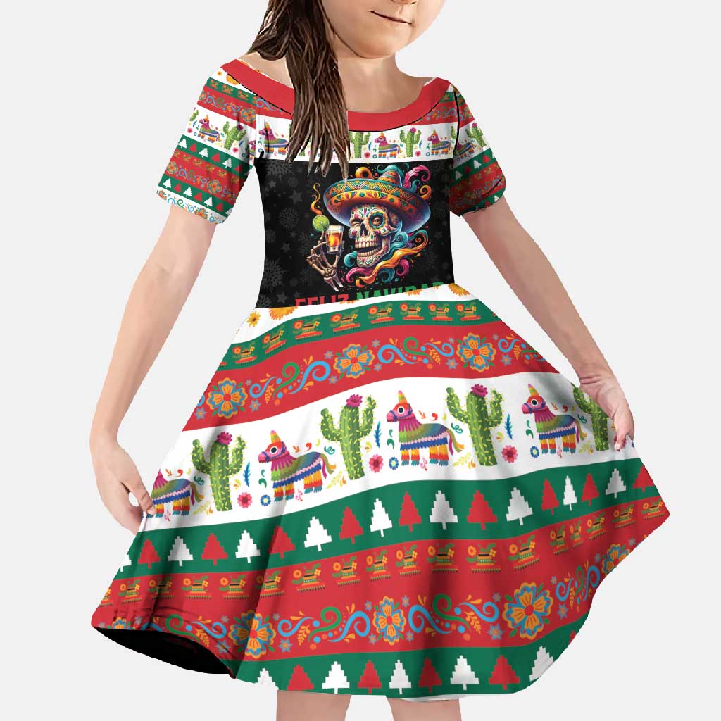 Mexican Sugar Skull Family Matching Off Shoulder Maxi Dress and Hawaiian Shirt Feliz Navidad Mexico - Wonder Print Shop