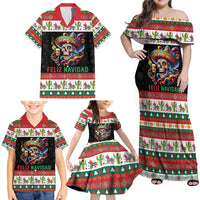 Mexican Sugar Skull Family Matching Off Shoulder Maxi Dress and Hawaiian Shirt Feliz Navidad Mexico - Wonder Print Shop